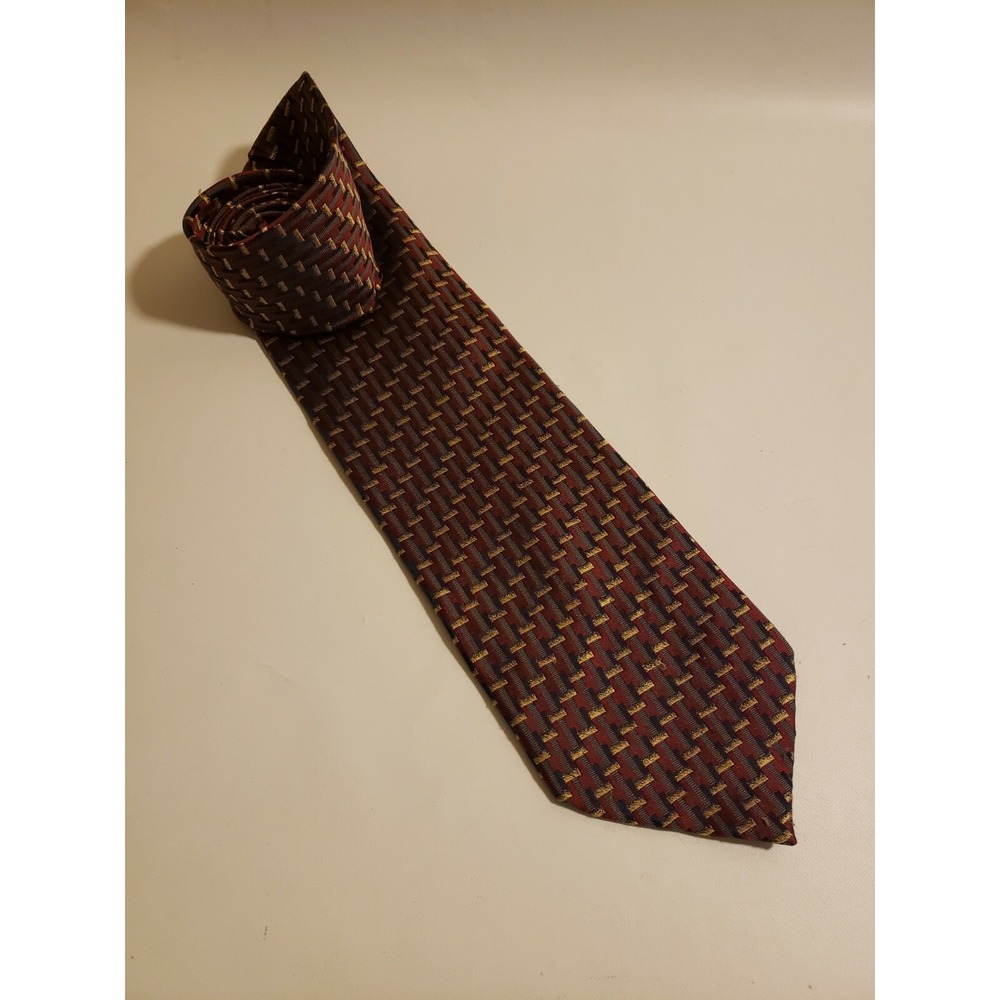 Roberto Villini Men's Neck Tie Red Gray All Silk Handmade